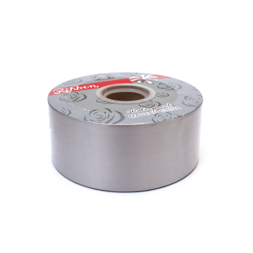 Panglică pentru flori și ambalaje 48 mm culoare argintie ~75 metri