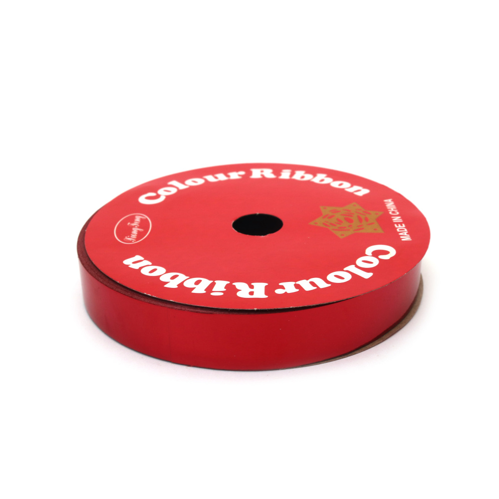 Panglică pentru flori și ambalaje 16 mm roșu metalizat ~9 metri
