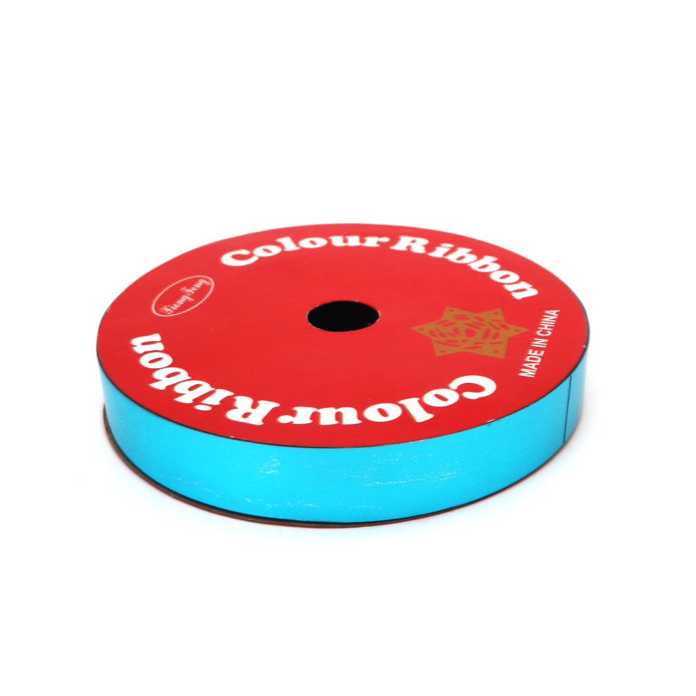 Panglică pentru flori și ambalaje 16 mm albastru metalizat ~9 metri