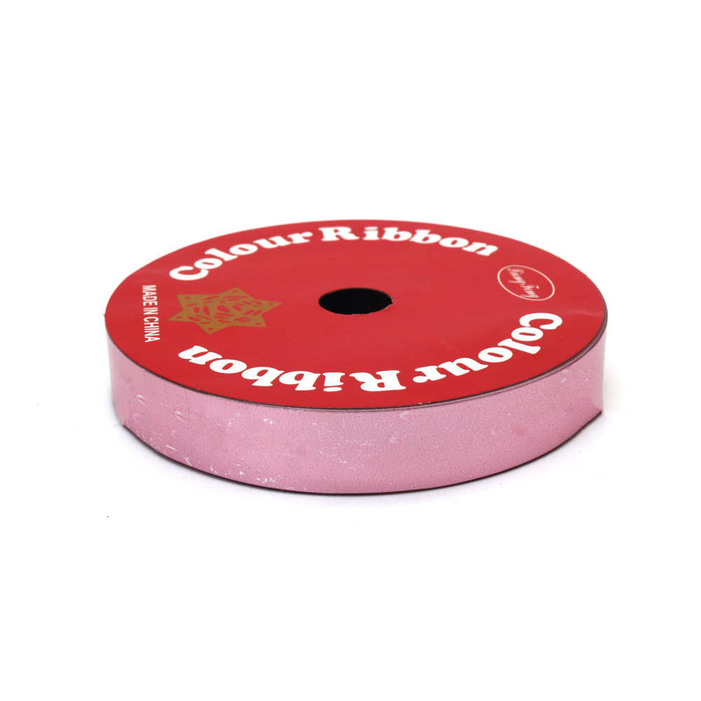 Panglică pentru flori și ambalaje 16 mm roz metalizat ~9 metri