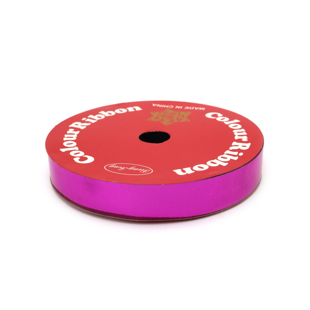 Panglică pentru flori și ambalaje 16 mm culoare ciclam metalizată ~9 metri