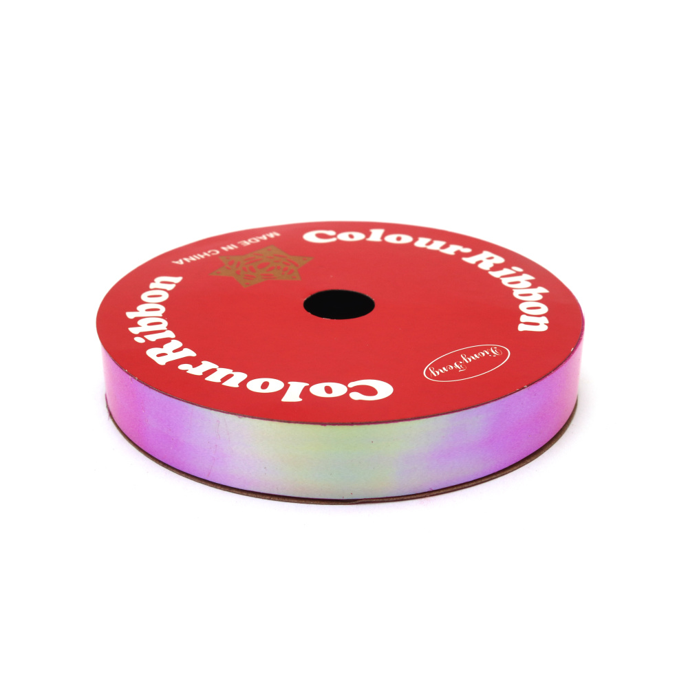 Panglică pentru flori și ambalaje 16 mm ciclam culoarea curcubeului ~9 metri