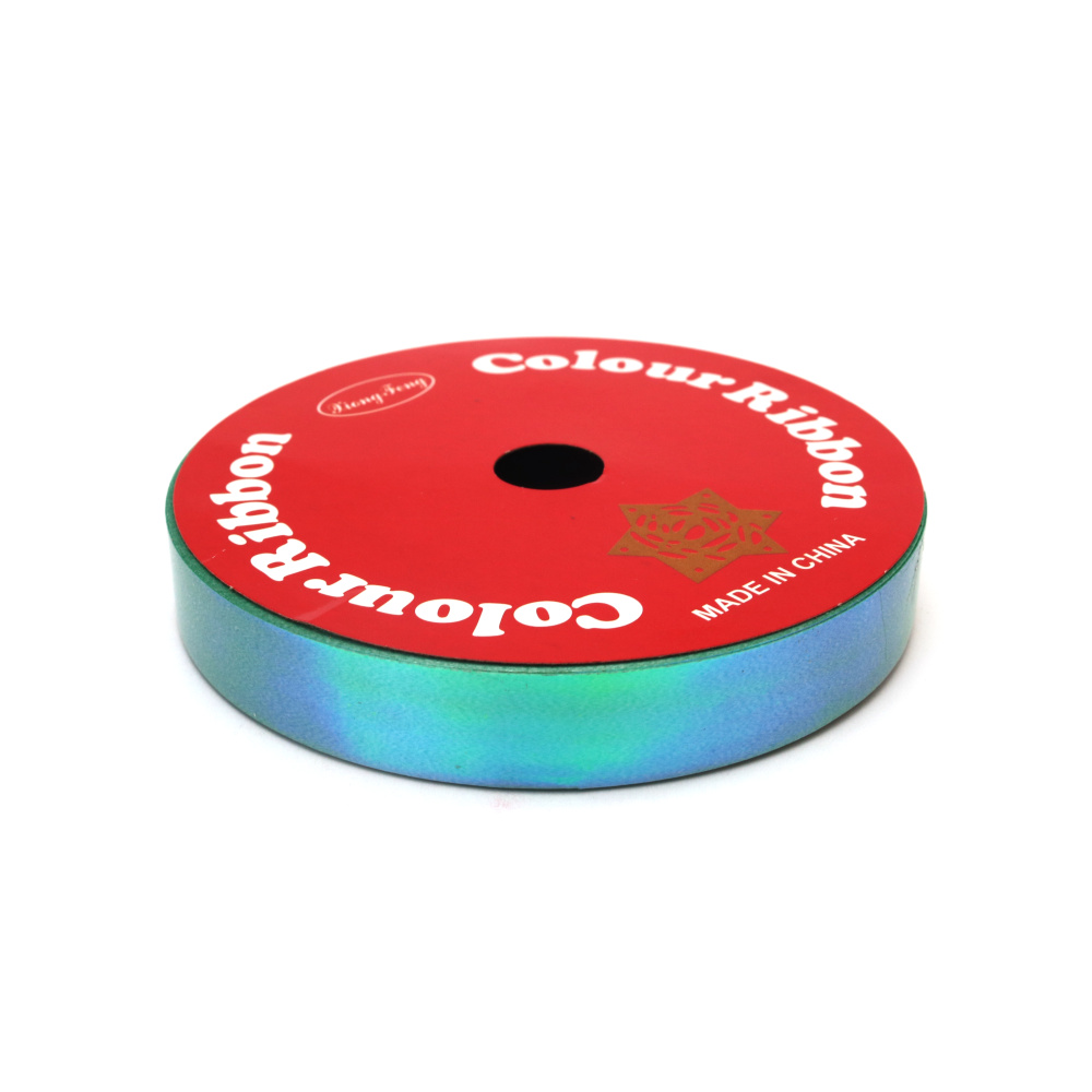Panglică pentru flori și ambalaje 16 mm culoare verde curcubeu ~9 metri