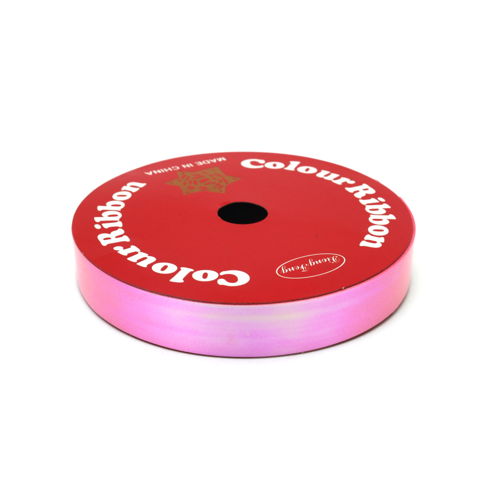 Panglică pentru flori și ambalaje 16 mm culoare roz curcubeu ~9 metri