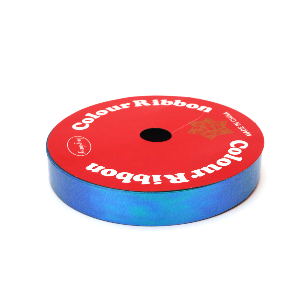 Panglică pentru flori și ambalaje 16 mm culoare albastru curcubeu ~9 metri