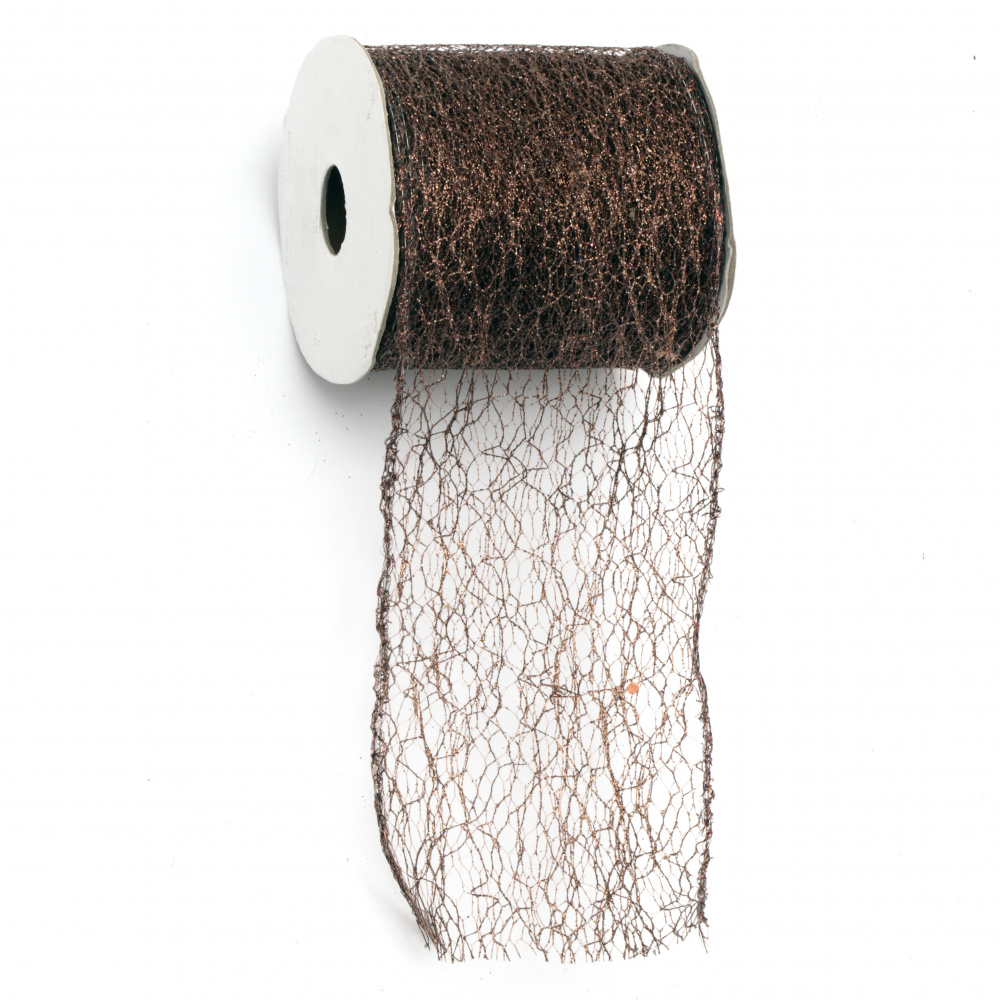 Spider Web Net for Decoration, DIY Crafts 8 cm color brown with lame - 9 meters
