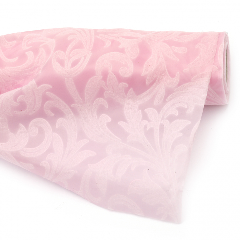 Текстилна хартия релефна орнаменти 53x450 см цвят розов