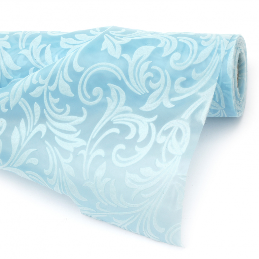 Текстилна хартия релефна орнаменти 53x450 см цвят син
