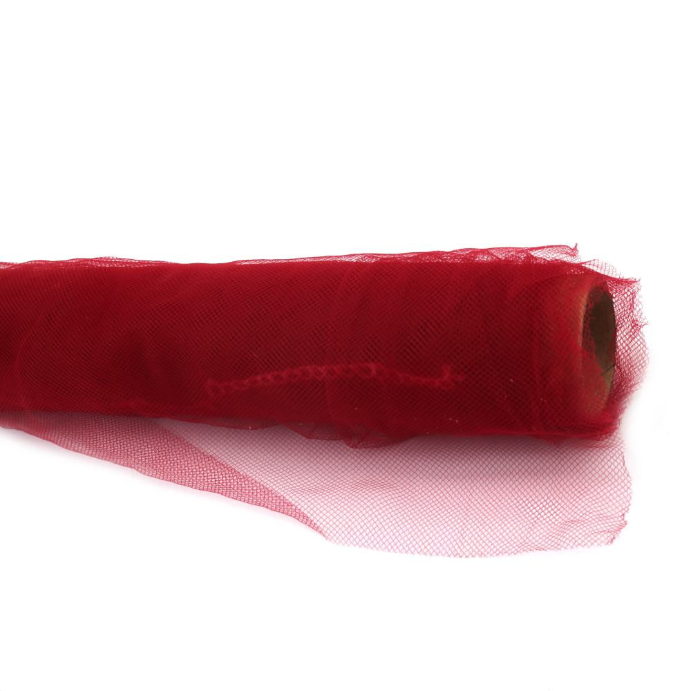 Soft Tulle Fabric Roll for Decoration, 48x450 cm, Color Burgundy