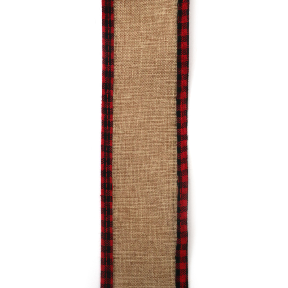 Base per Appliqué, Nastro di Iuta con Banda in Tessuto, 65 mm x 6 m