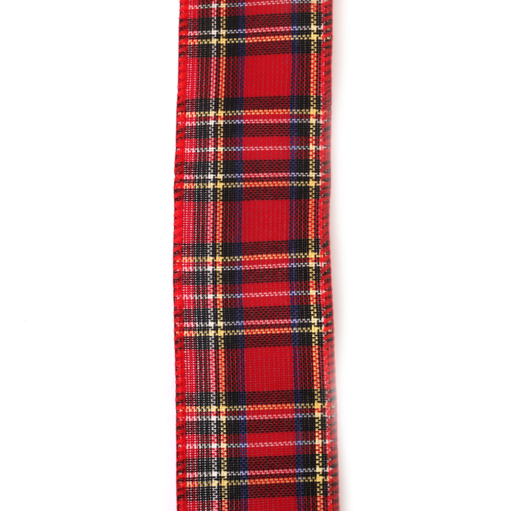 Jutová dekorační stuha, károvaný vzor, 60 mm x cca 6 m