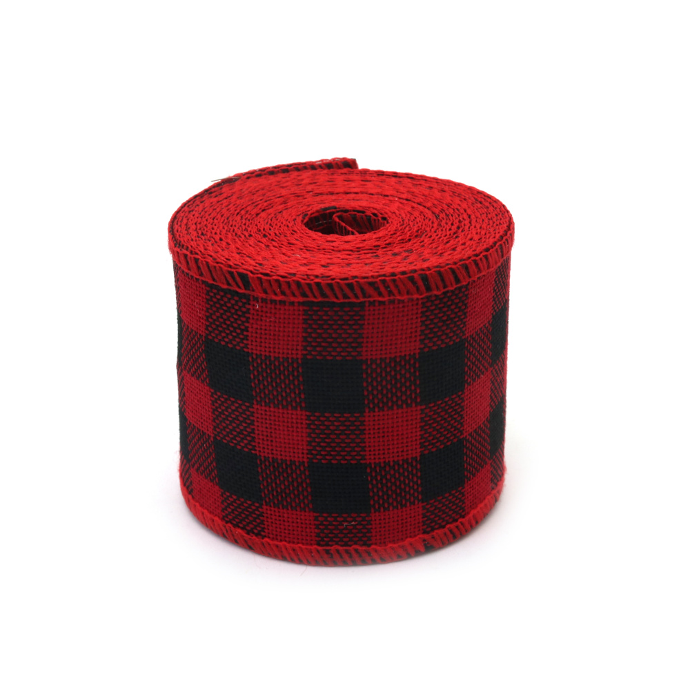 Juteband, 60 mm, schwarz & rot, ca. 6 m – Dekoband für Basteln & DIY