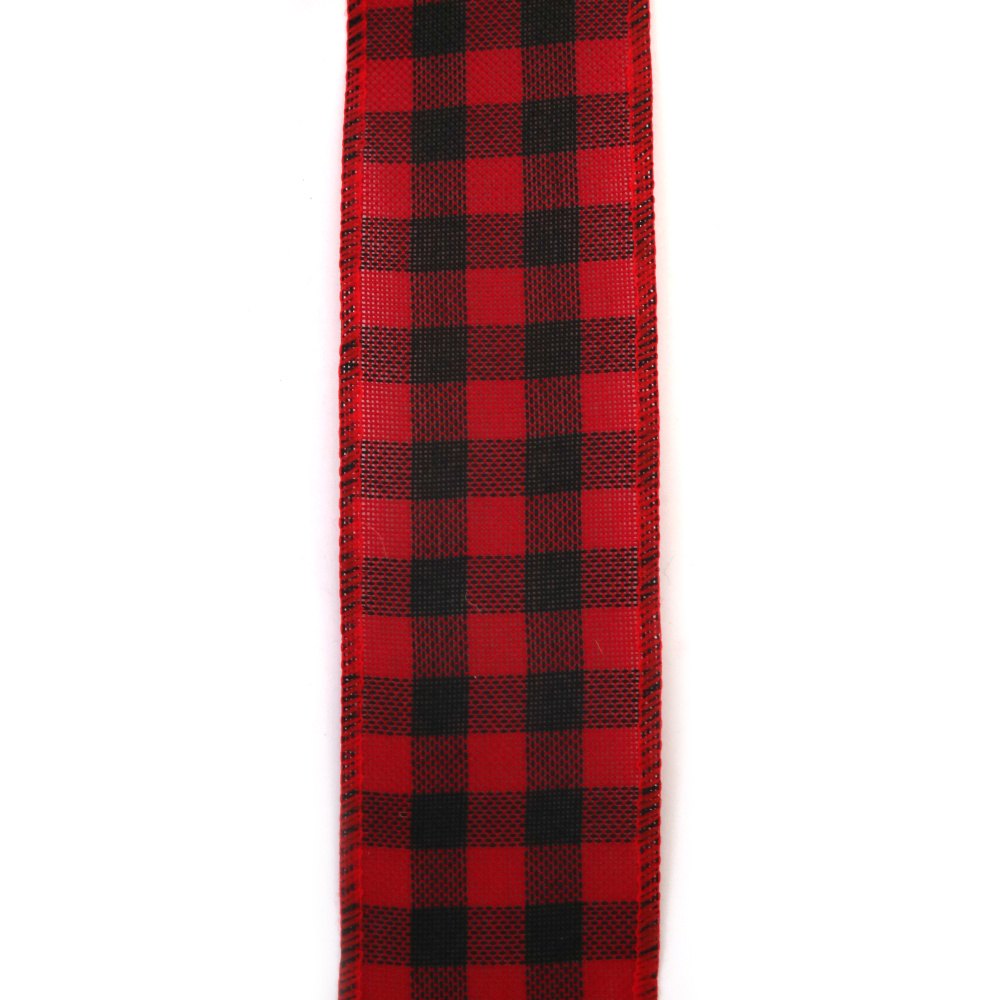 Juteband, 60 mm, schwarz & rot, ca. 6 m – Dekoband für Basteln & DIY