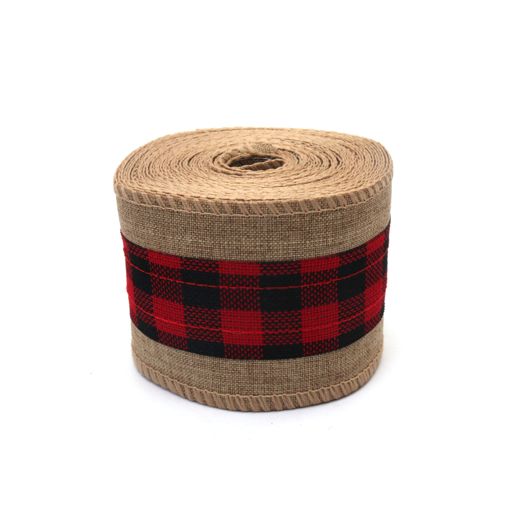 Jutová stuha – základ na aplikácie s textilným lemom, 65 mm × 6 m