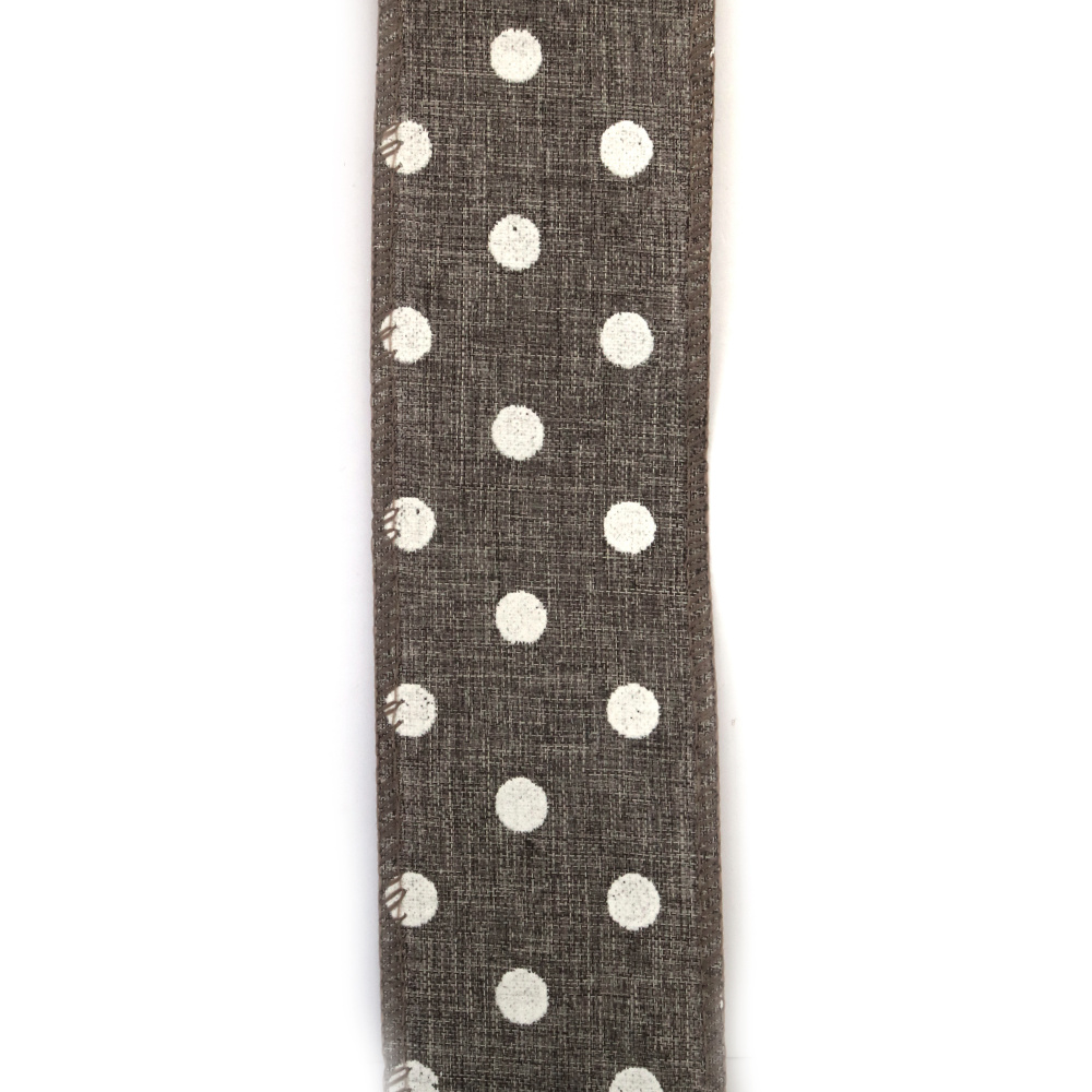 Juteband, 60 mm, grau mit Punkten, ca. 6 m
