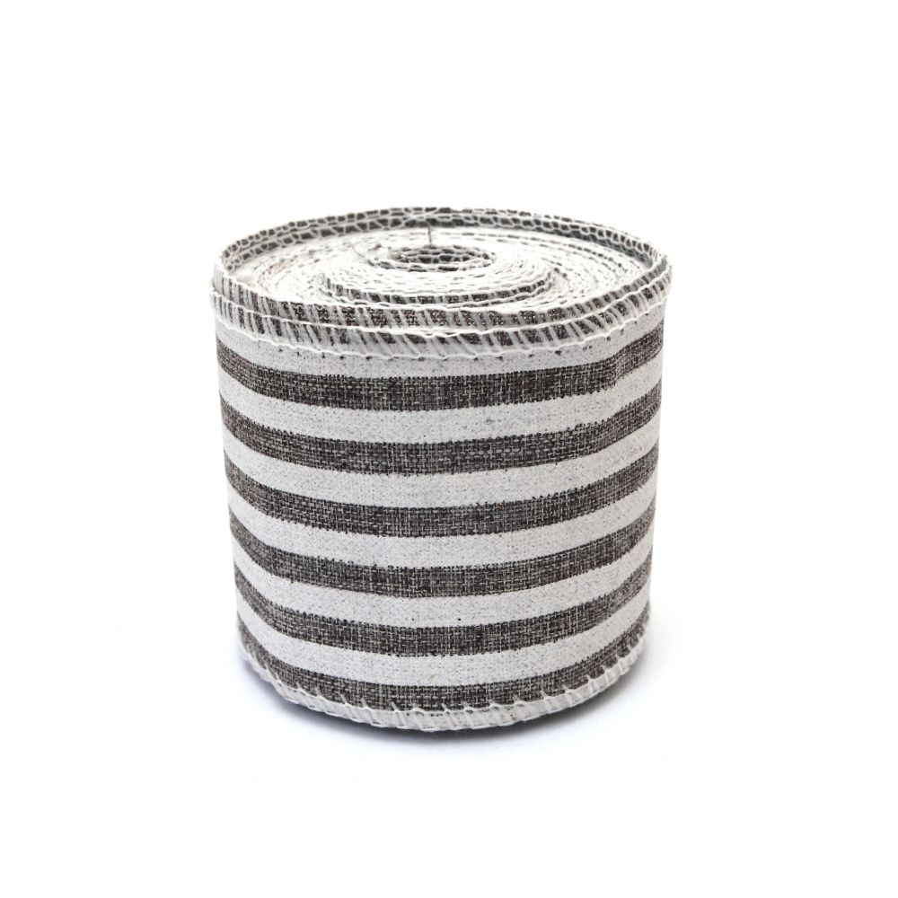 Gestreiftes Juteband, 60 mm x ca. 6 m