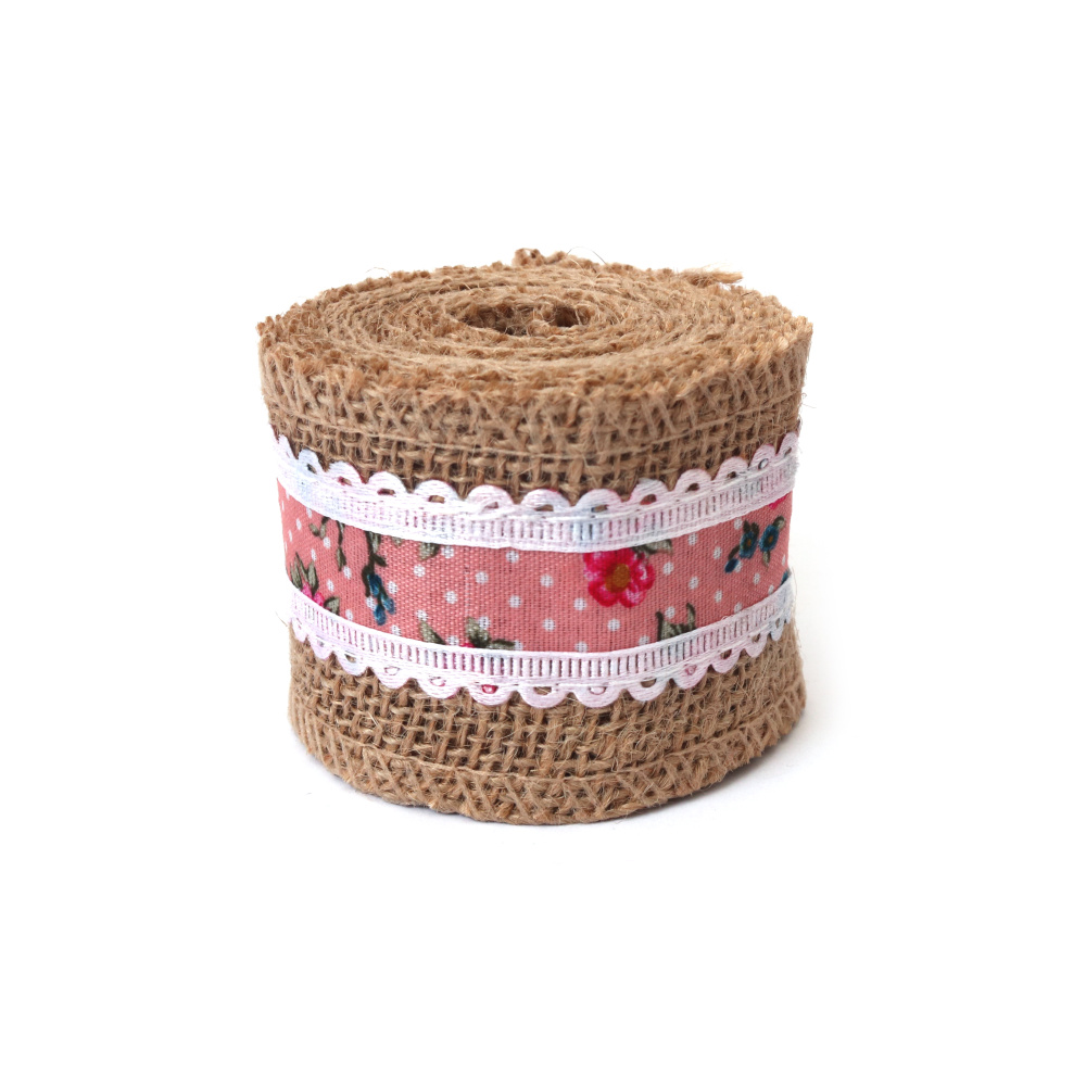 Základ pro aplikace – jutová stuha s textilním páskem, 50 mm × cca 2 m
