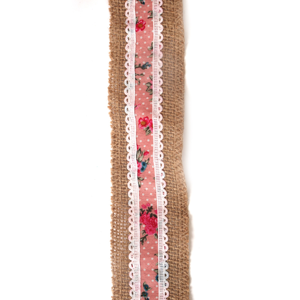 Základ pro aplikace – jutová stuha s textilním páskem, 50 mm × cca 2 m