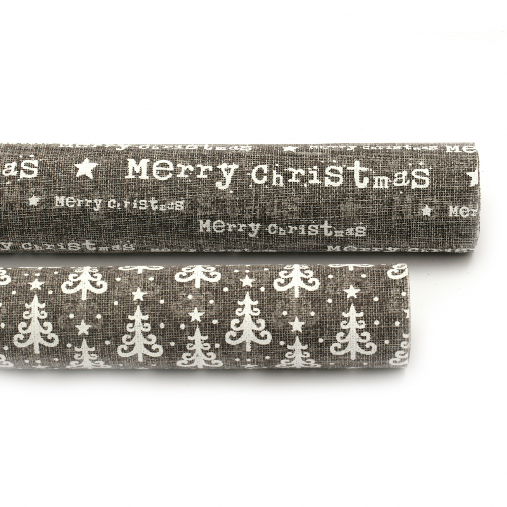 Bandă pânză de sac 48x270 cm imprimeu asortat motive de Crăciun