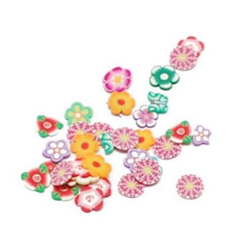 ASSORTED FIMO Flowers for Decoration / 6±3x6±3x0.2±0.6 mm - 5 grams