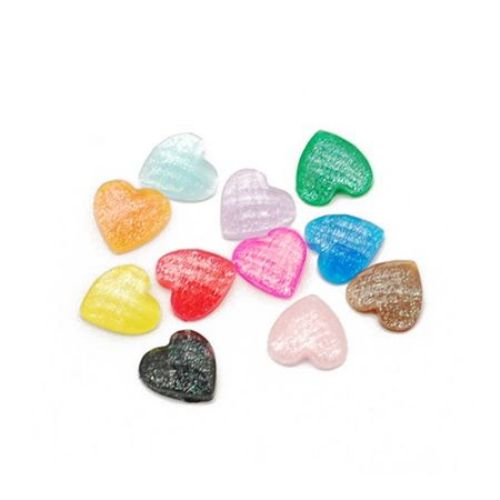 Decoration for gluingacrylic stone heart 8x8x3 mm 12 colors in a box ~ 24 pieces