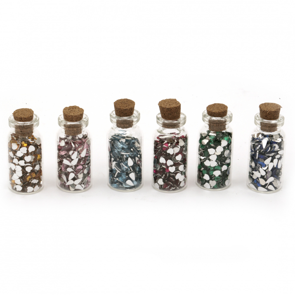 Elemente pentru decorarea pietrei acrilice într-un borcan de sticlă 35x15 mm MIX