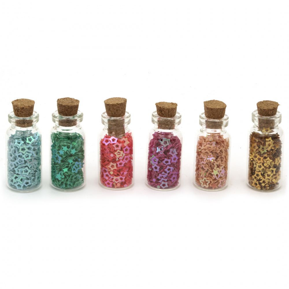 Elements for decoration sequins in a glass jar 35x15 mm MIX
