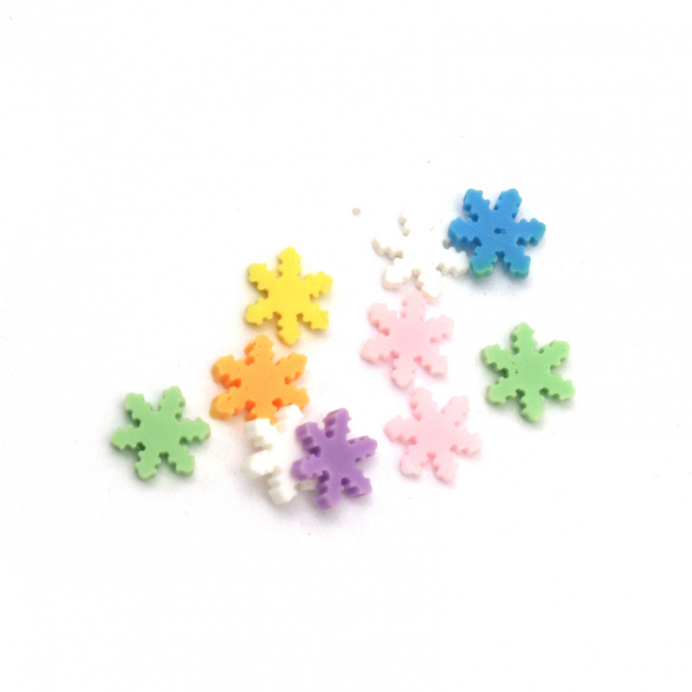 Elements for decoration fimo 5x5x1 mm snowflakes different colors -5 grams