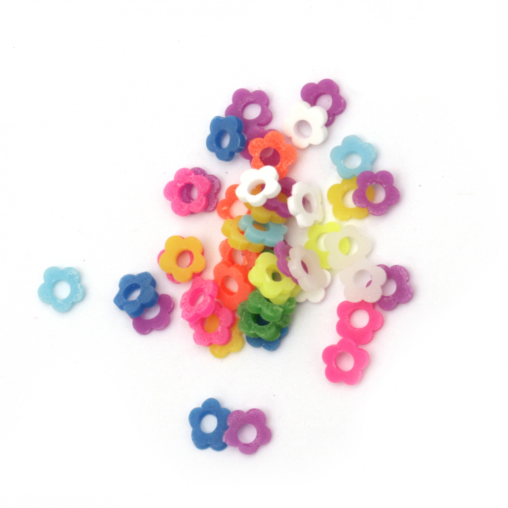 Elements for decoration fimo 5x5x1 mm flower with hole different colors -5 grams