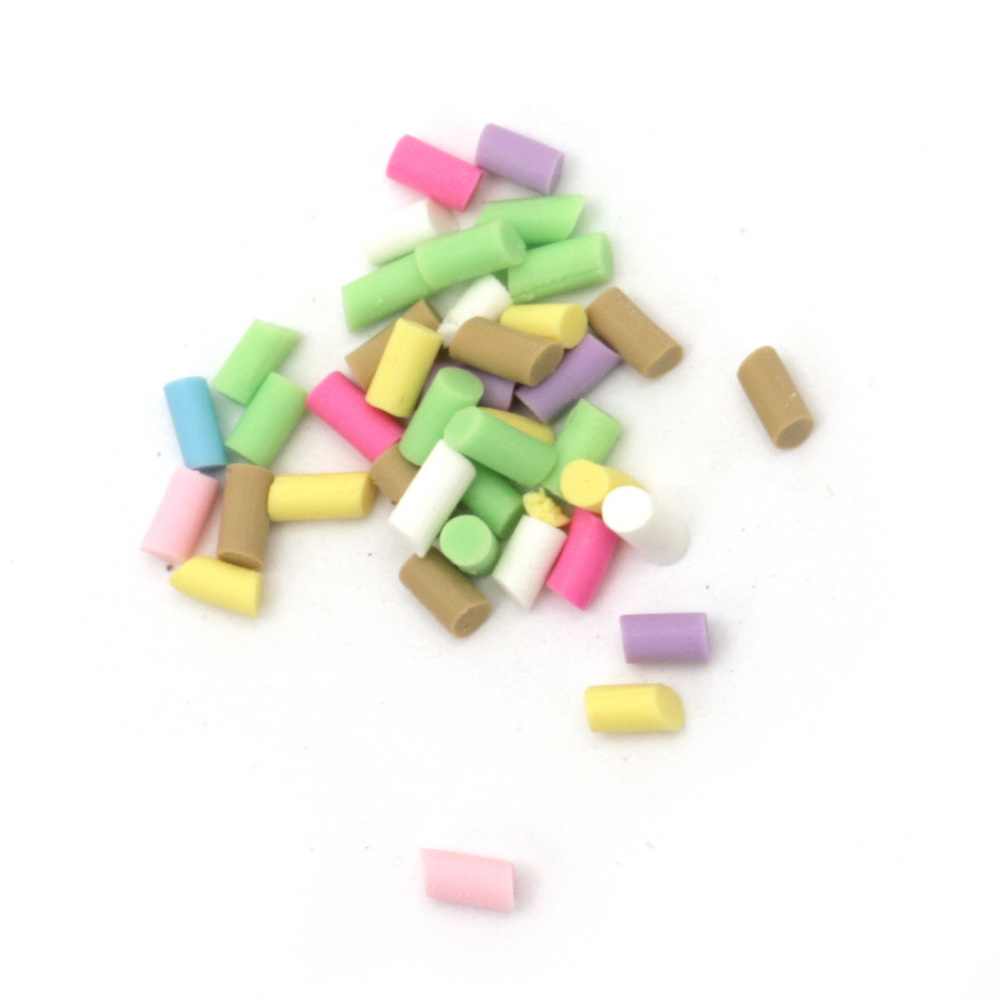 Elemente pentru decor fimo 3 ~ 6x1,5 mm lipiți diferite culori -5 grame