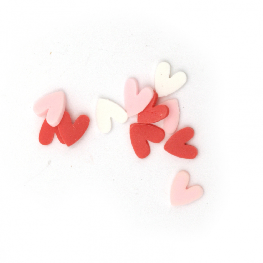 Elements for decoration fimo 5x5x1 mm heart MIX white red pink -5 grams