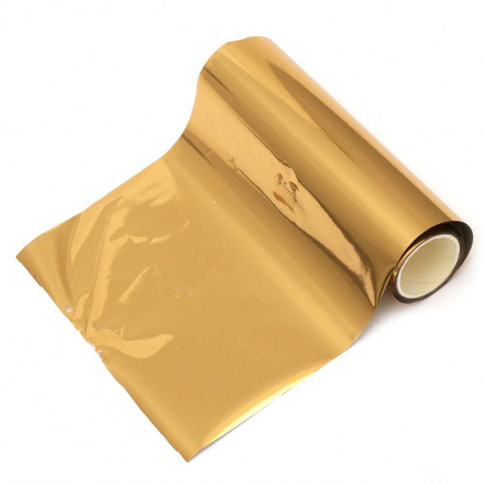 Декоративно фолио цвят злато 125 мм за топъл печат огледално покритие Hot Foil -5 метра