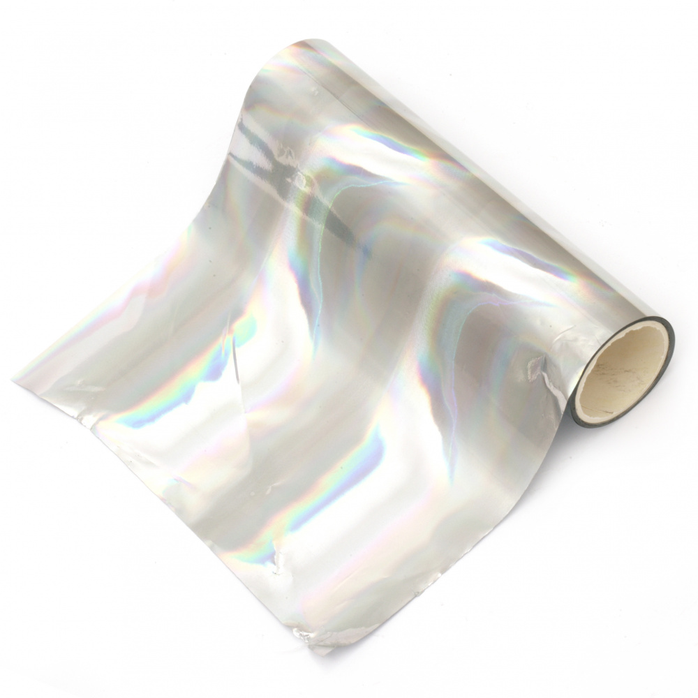 Декоративно фолио цвят сребро 125 мм за топъл печат матово покритие с дъга Hot Foil -5 метра