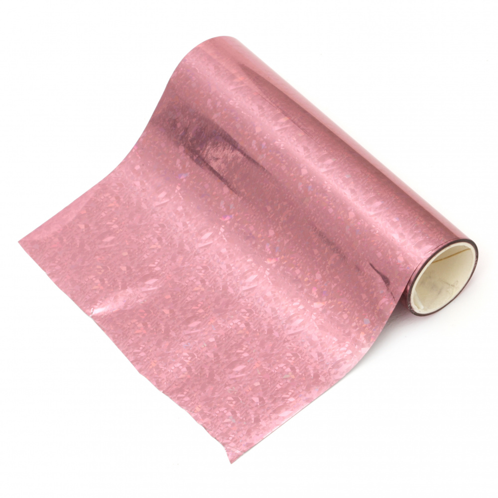 Декоративно фолио цвят розов 125 мм за топъл печат преливащ цвят с дъга Hot Foil -5 метра