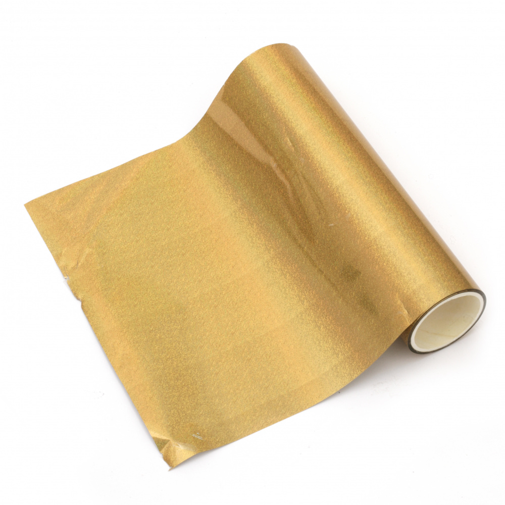 Декоративно фолио цвят злато 125 мм подходящо и за топъл печат с ефект дъга Hot Foil -5 метра