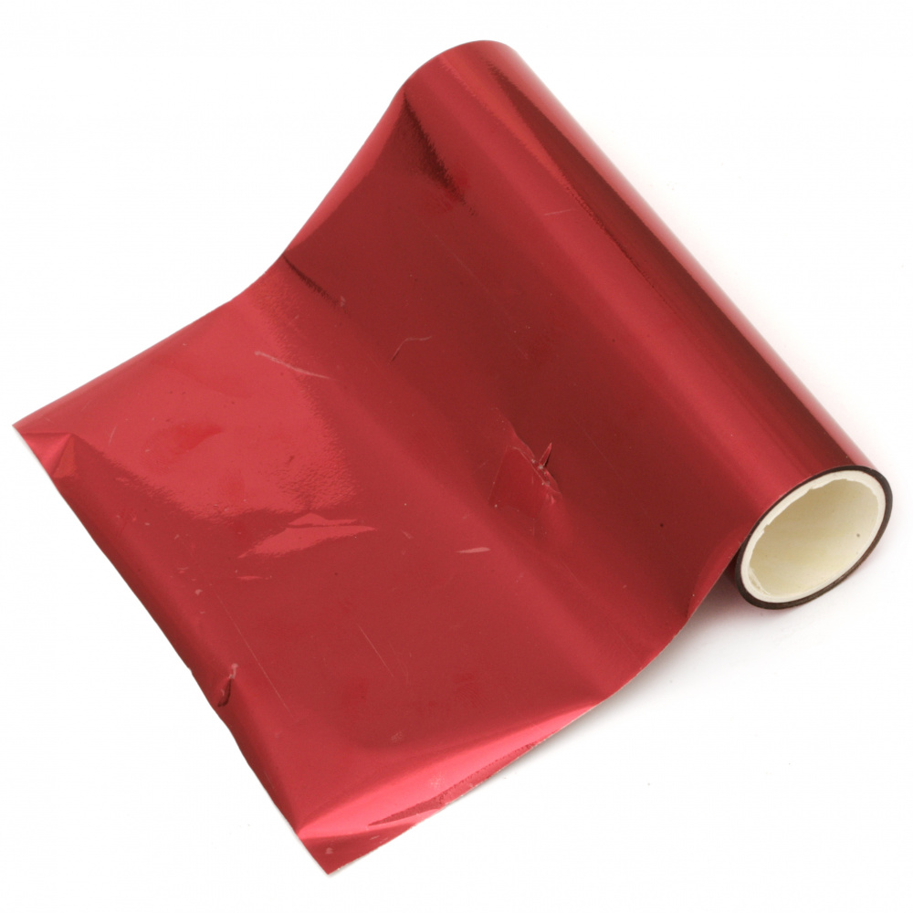 Декоративно фолио цвят червен 125 мм подходящо и за топъл печат с огледално покритие Hot Foil -5 метра