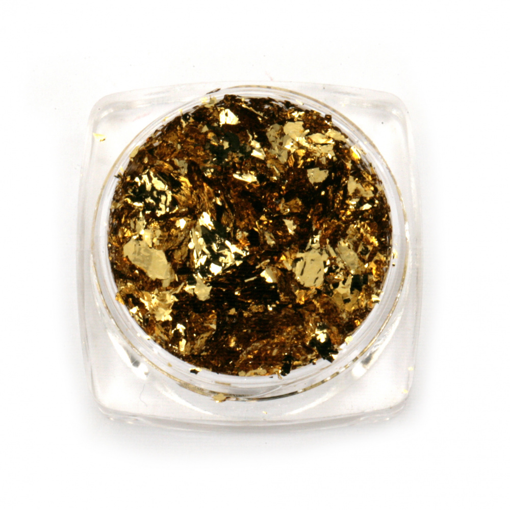 Foil Flakes for a Shattered Glass Effect in a Jar, Antique Gold Color, 3 ml (~1 gram)