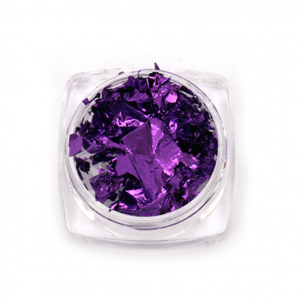 Foil Flakes for a Shattered Glass Effect in a Jar, Violet Color, 3 ml (~1 gram)