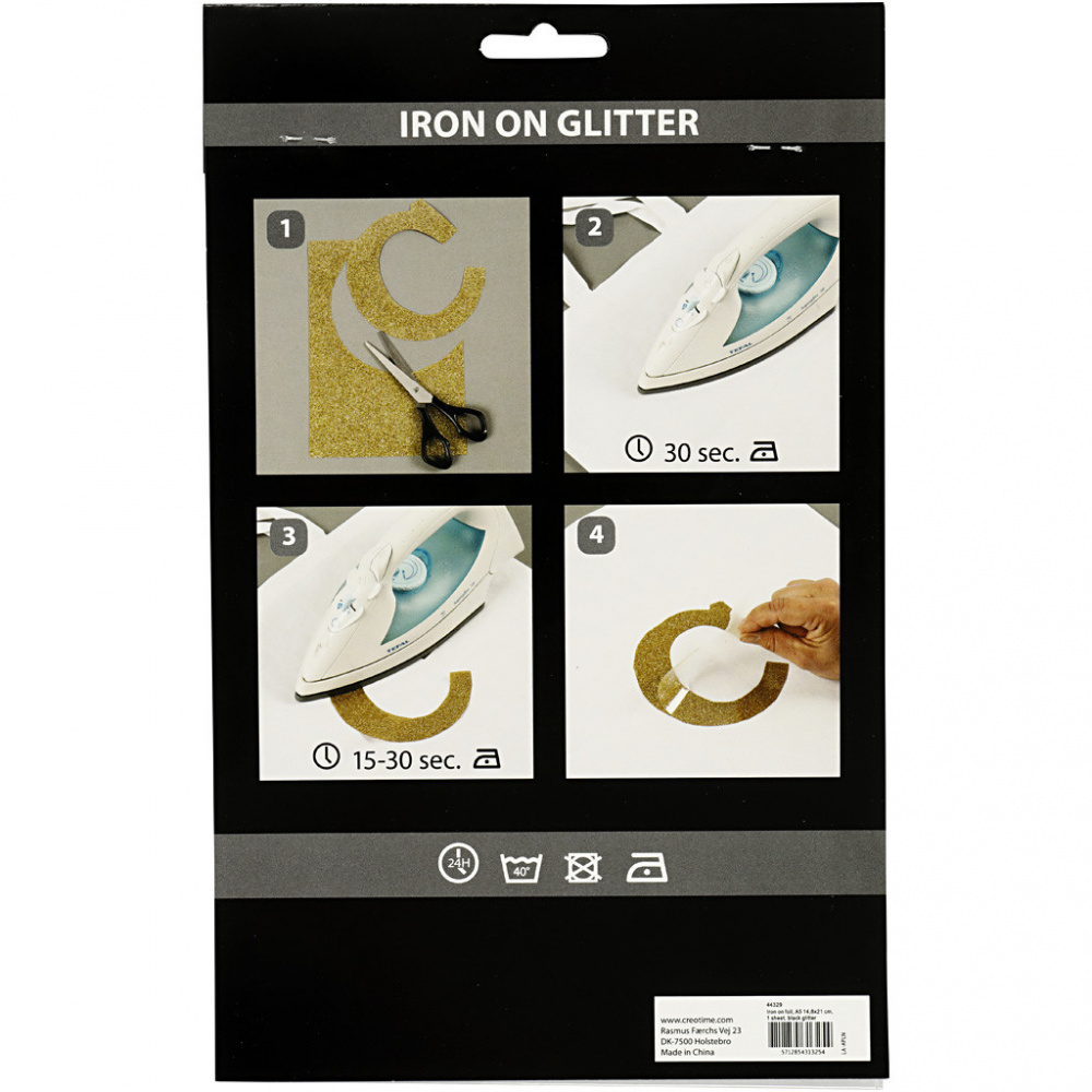 Θερμοκολλητικό φύλλο με γκλίτερ   για υφάσματα Iron On Foil 148x210 mm, χρώμα Creativ μαύρο -1 φύλλο