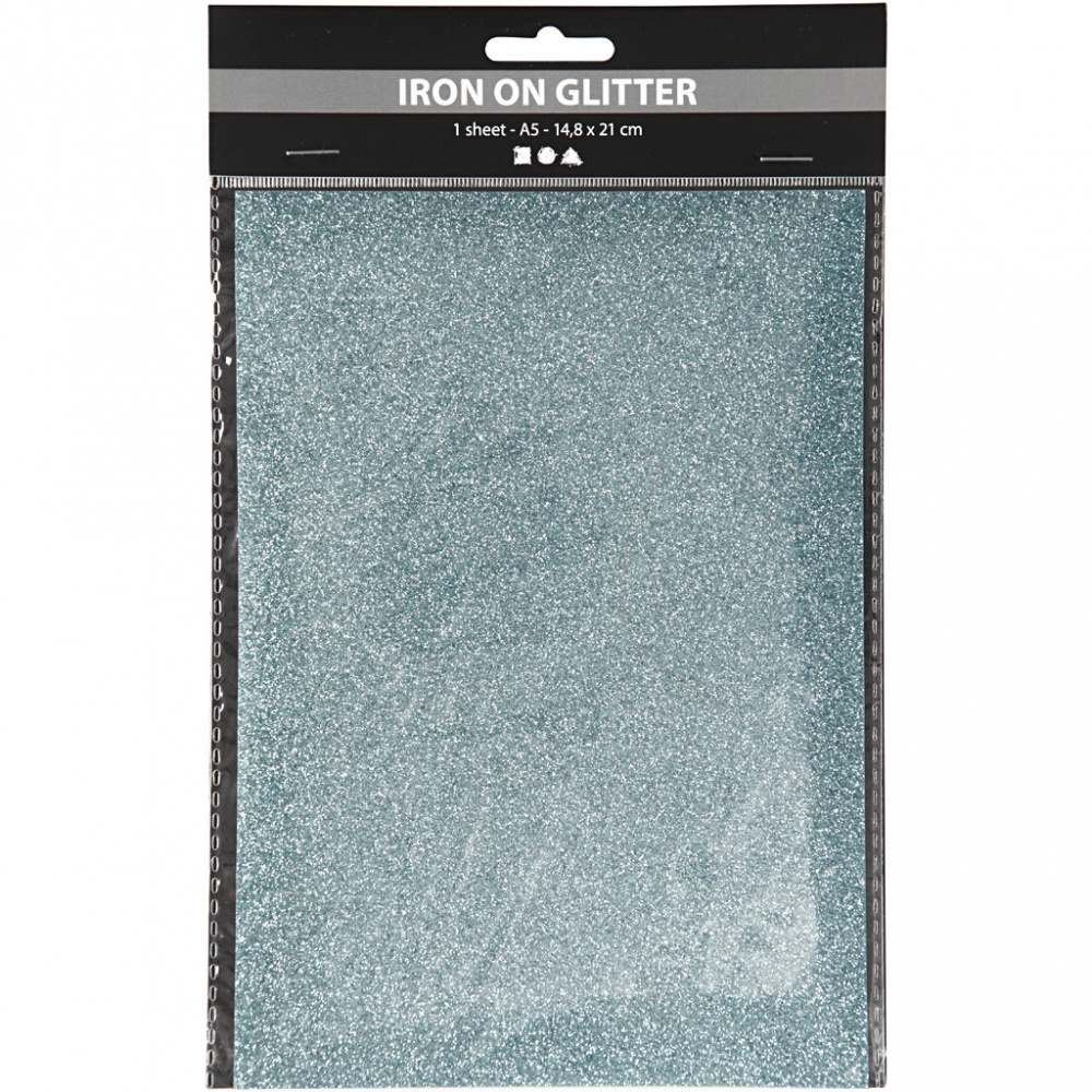 Трансферно фолио с брокат за текстил Iron On Foil, 148x210 мм, Creativ синьо светло -1 лист