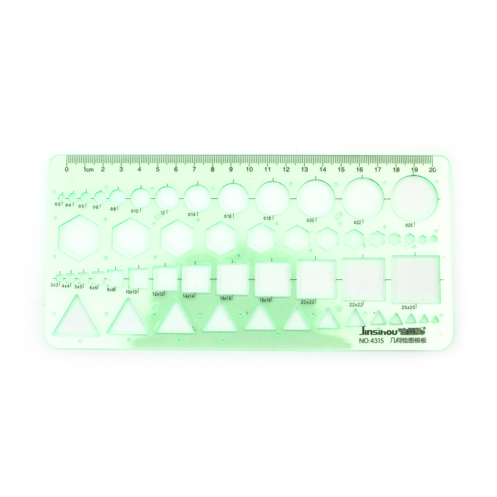 Plastic Template Ruler (Model 4315), 22x10 cm