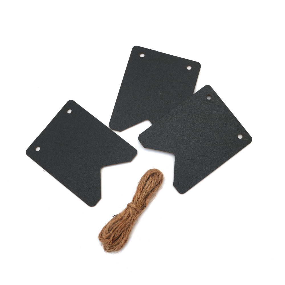 Wooden Blackboard Tag 72x90x3 mm with Twine - 3 pieces