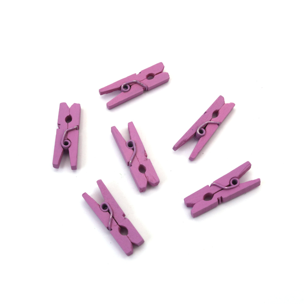 Lovely Pink-Purple Wooden Mini Clips 4x25 mm – 30 Pack – Perfect for Creative Crafts, Photo Displays & Gift Decorations