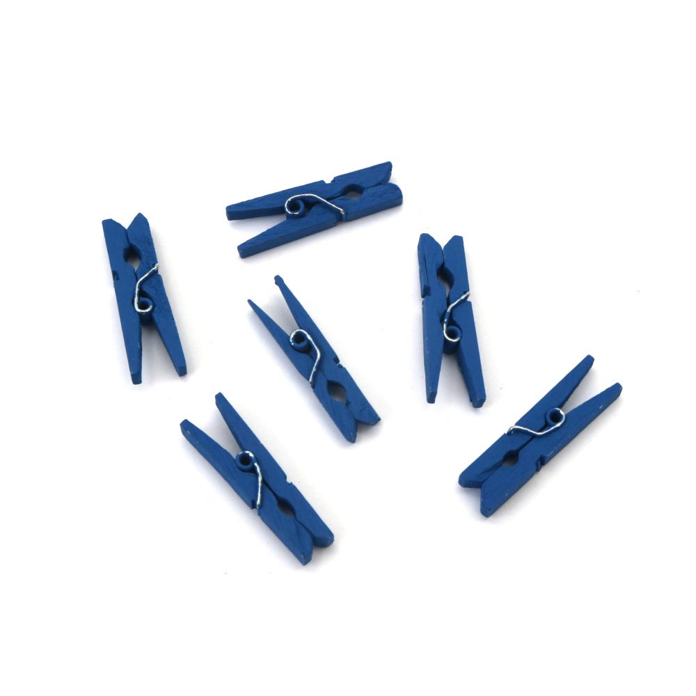 Dark Blue Wooden Mini Clips 4x30 mm – 20 Pack – Perfect for Stylish Crafts, Photo Displays & Gift Wrapping