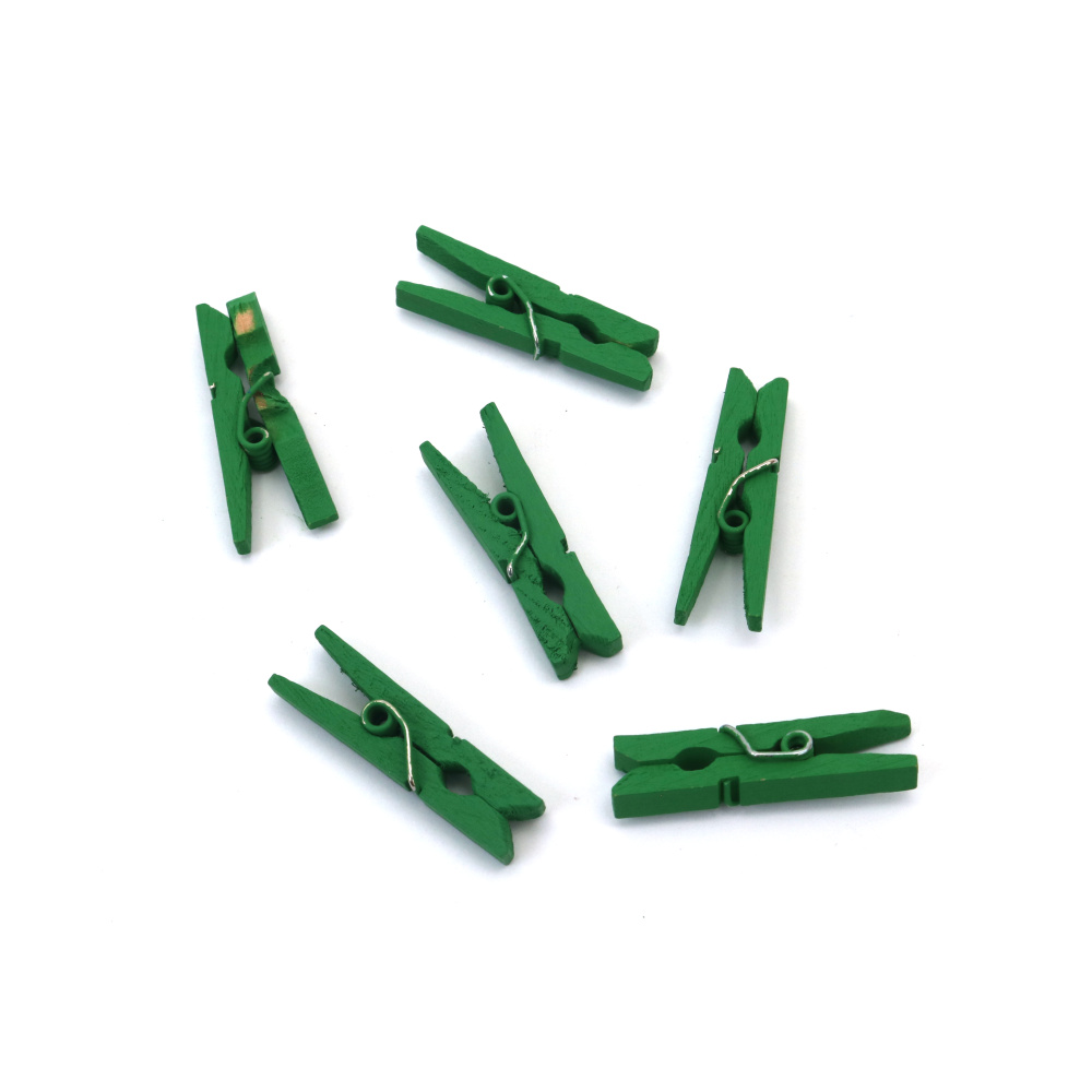 Green Wooden Mini Clips 4x30 mm – 20 Pack – Perfect for Creative Crafts, Photo Displays & Gift Decorations