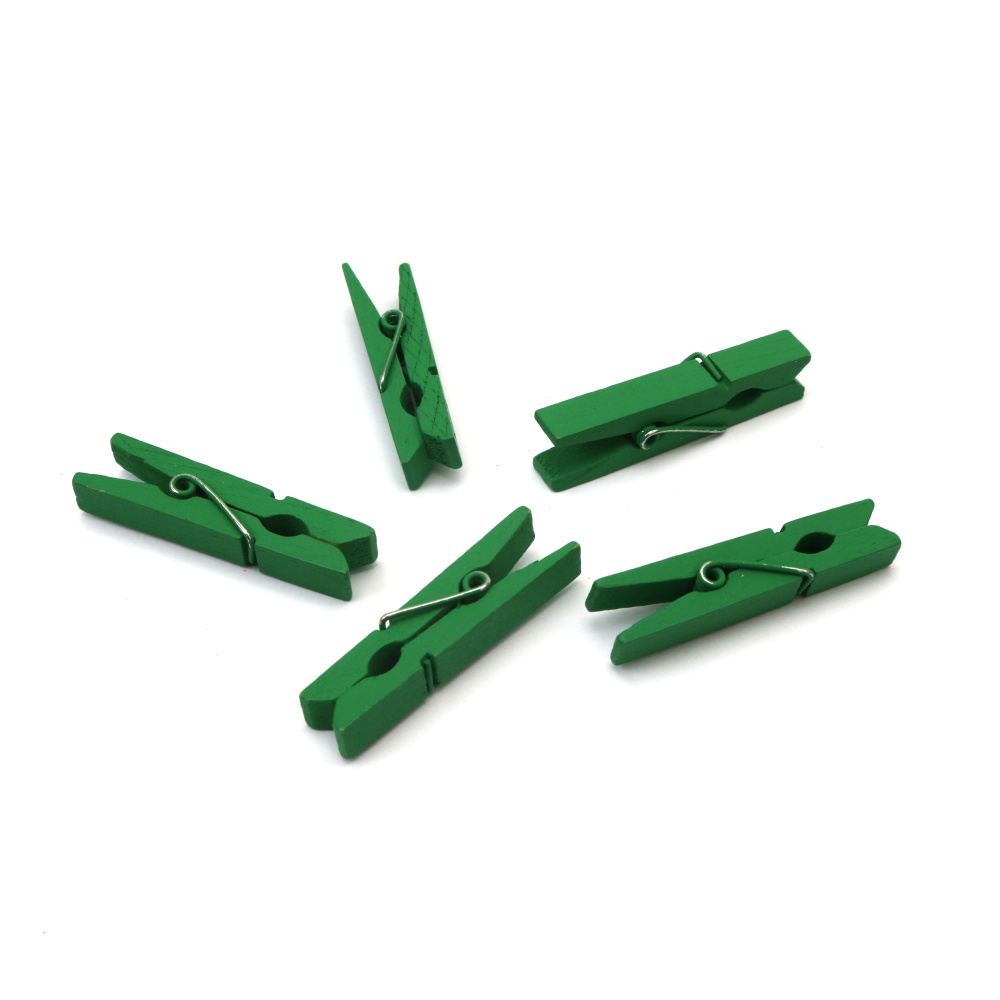 Fresh Green Wooden Mini Clips 7x35 mm – 20 Pack – Perfect for Creative Crafts, Photo Displays & Gift Wrapping