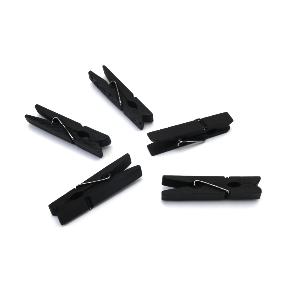 Elegant Black Wooden Mini Clips 7x45 mm – 20 Pack – Perfect for Stylish Crafts, Photo Displays & Gift Wrapping