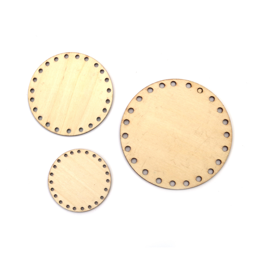 Wooden Circle Bases Set – 3 mm Thick, Sizes 30 / 50 / 90 mm – Perfect for Creative Crafts, Painting & DIY Decorations