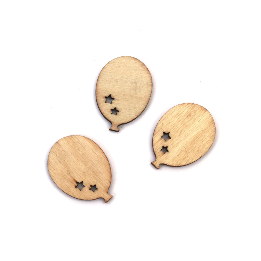 Forme din lemn în formă de balon – finisaj natural – 30x22x3 mm – set 20 bucăți – ideale pentru DIY, etichete cadou și decor de petrecere