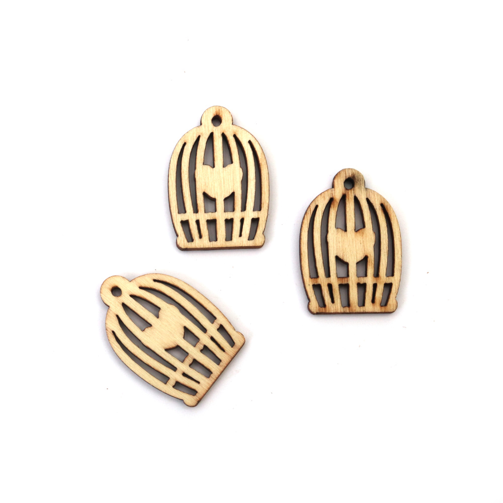 Charm-uri Colivie din Lemn – Finisaj Natural – 30x20x3 mm, Set 20 buc – Ideale pentru Bijuterii Handmade, Scrapbooking și Proiecte DIY Decorative